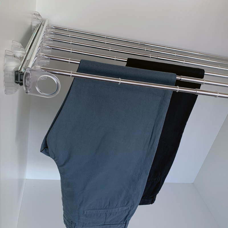 Pull-out width adjustable trousers rack transparent-bright aluminium 2